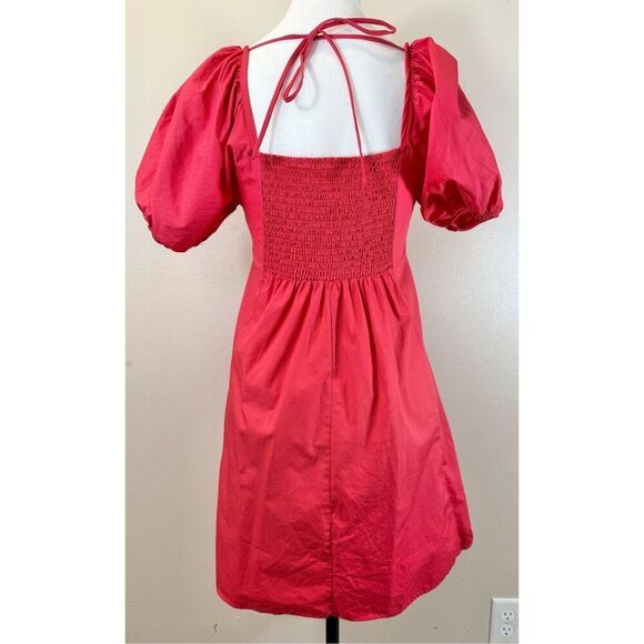 Draper James Red Puff Sleeve With Pockets Mini Summer Dress Women's XS - Picture 5 of 11